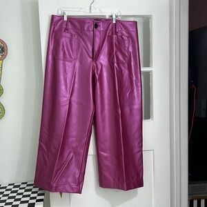 Anthropologie Collette Pants - Pink shiny faux leather